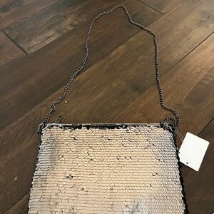 Silver Sequin Chain Shoulder Bag